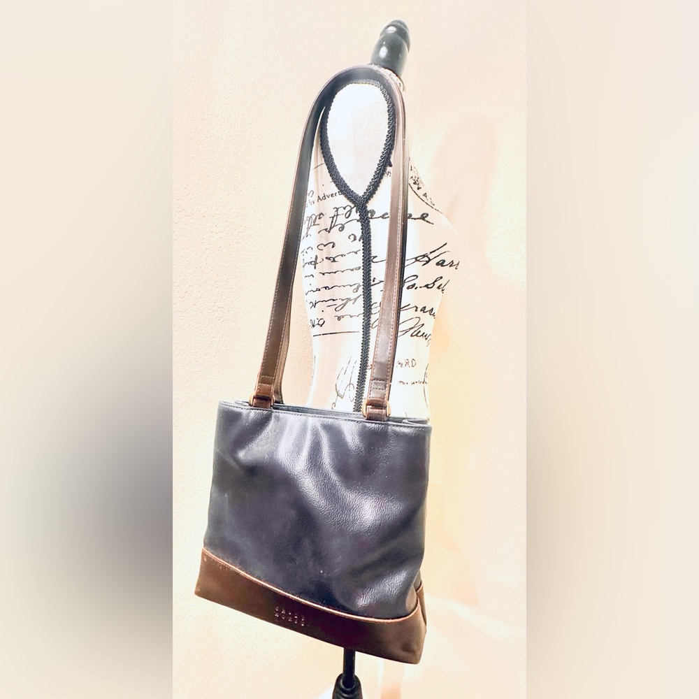 Crazy Horse bag by Liz Clairborne Navy Blue and brown Leather Shoulder